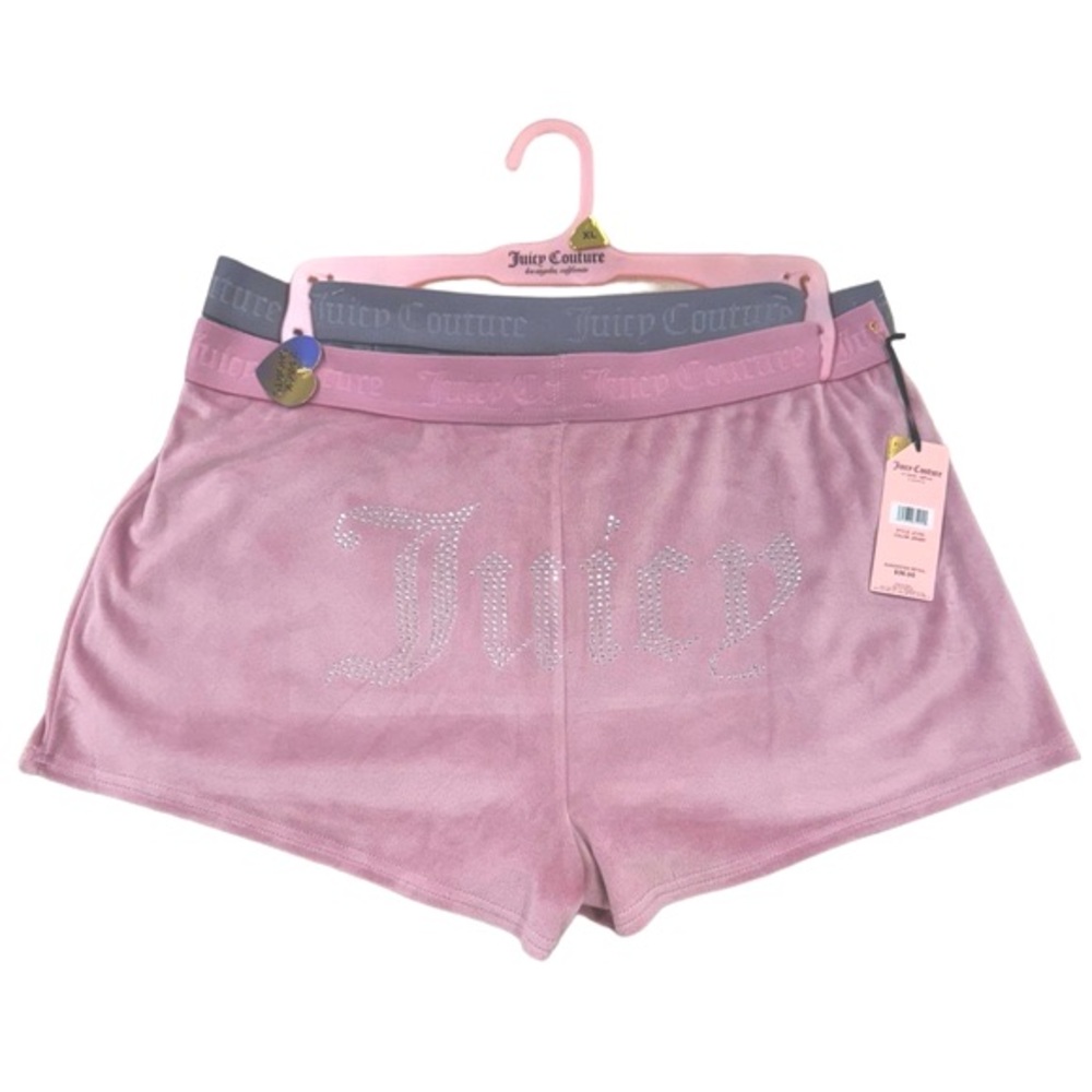 JUICY COUTURE 2 Pack Soft Sleepwear Lounge Embellished Bling Logo Shorts NWT XL